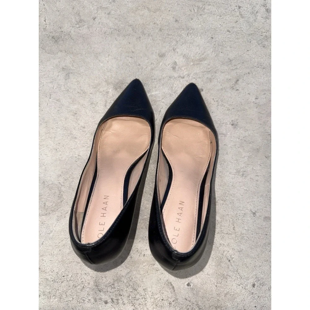 Cole Haan Women's Black Pointed Toe Block Heel Slip-On Pumps Size 5B